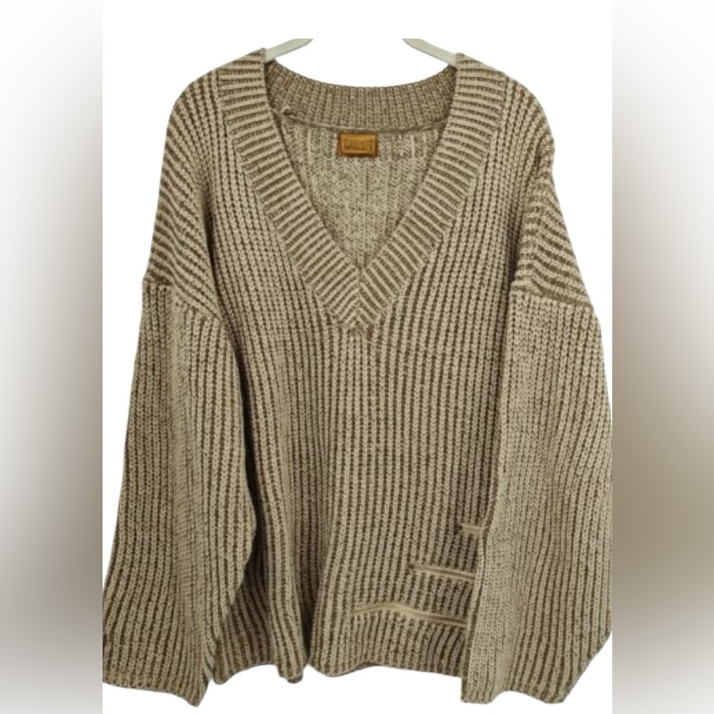 POL Anthropologie Oversized Baggy V-NeckKnit Sweater with Zippers Women’s Size S